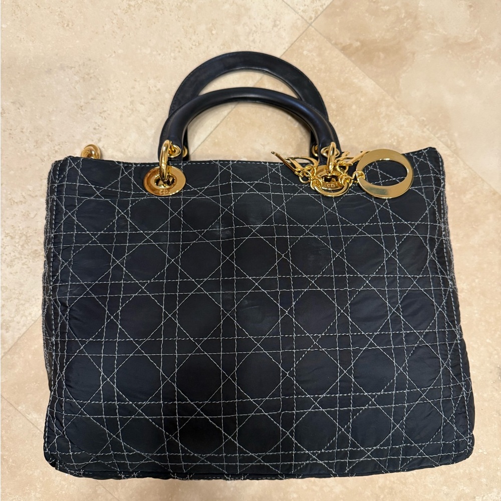 Dior Black Quilted Tote with Gold Accents Restored